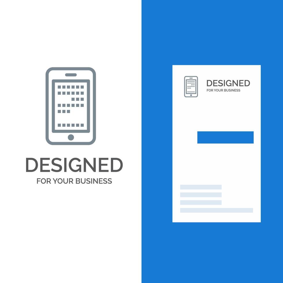 mobil utbildning cell kodning grå logotyp design och företag kort mall vektor