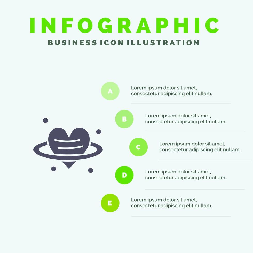 Herz Liebe Valentinstag solide Symbol Infografiken 5 Schritte Präsentation Hintergrund vektor