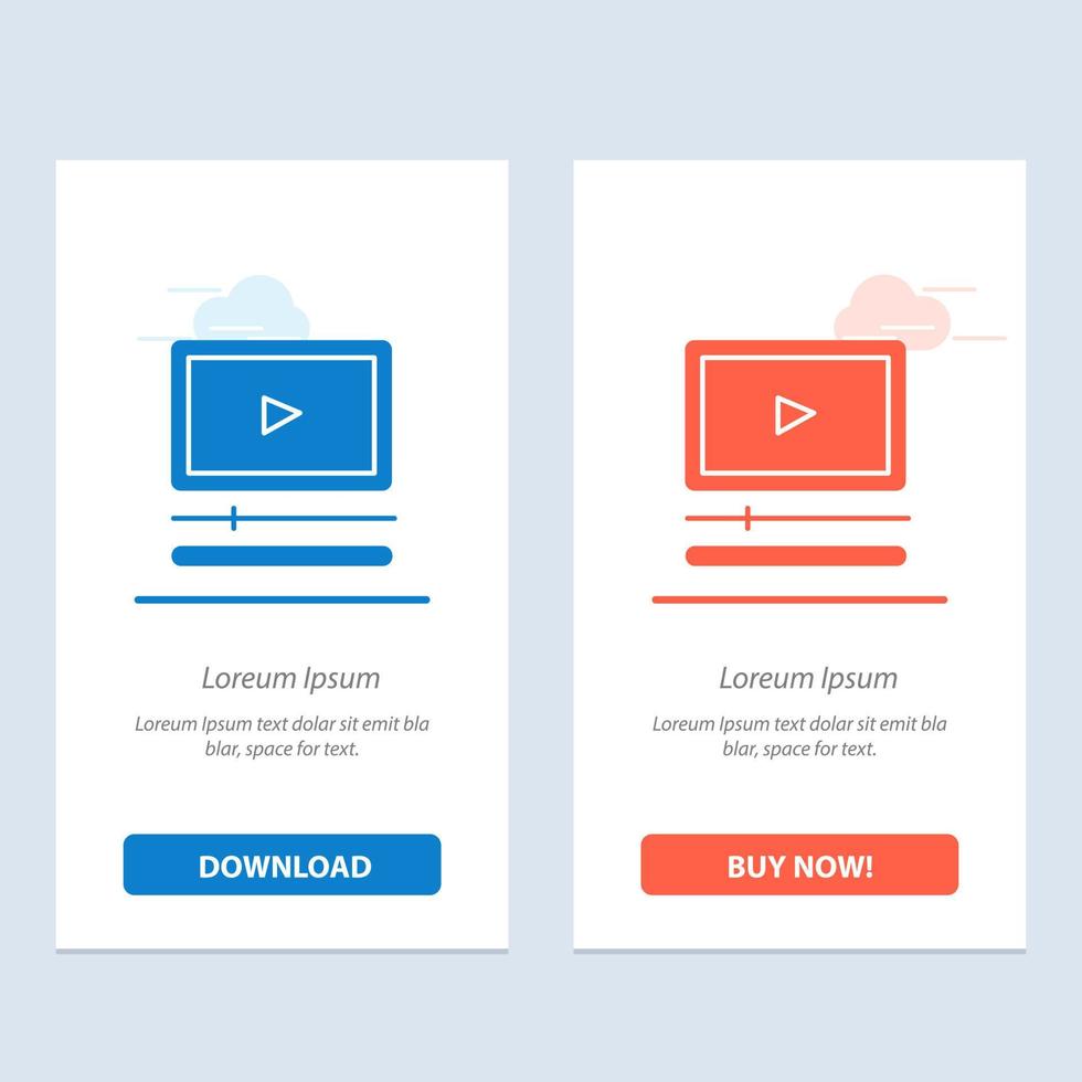 video player audio mp3 mp4 blau und rot herunterladen und jetzt kaufen web-widget-kartenvorlage vektor