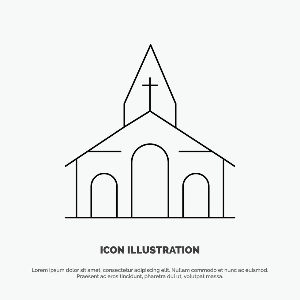 byggnad jul kyrka vår linje ikon vektor
