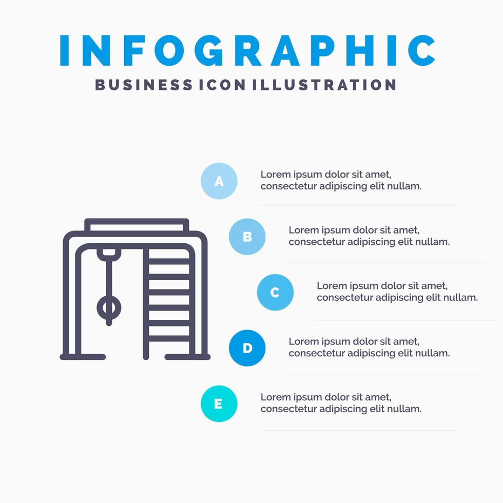 atletisk ringa sport spel linje ikon med 5 steg presentation infographics bakgrund vektor