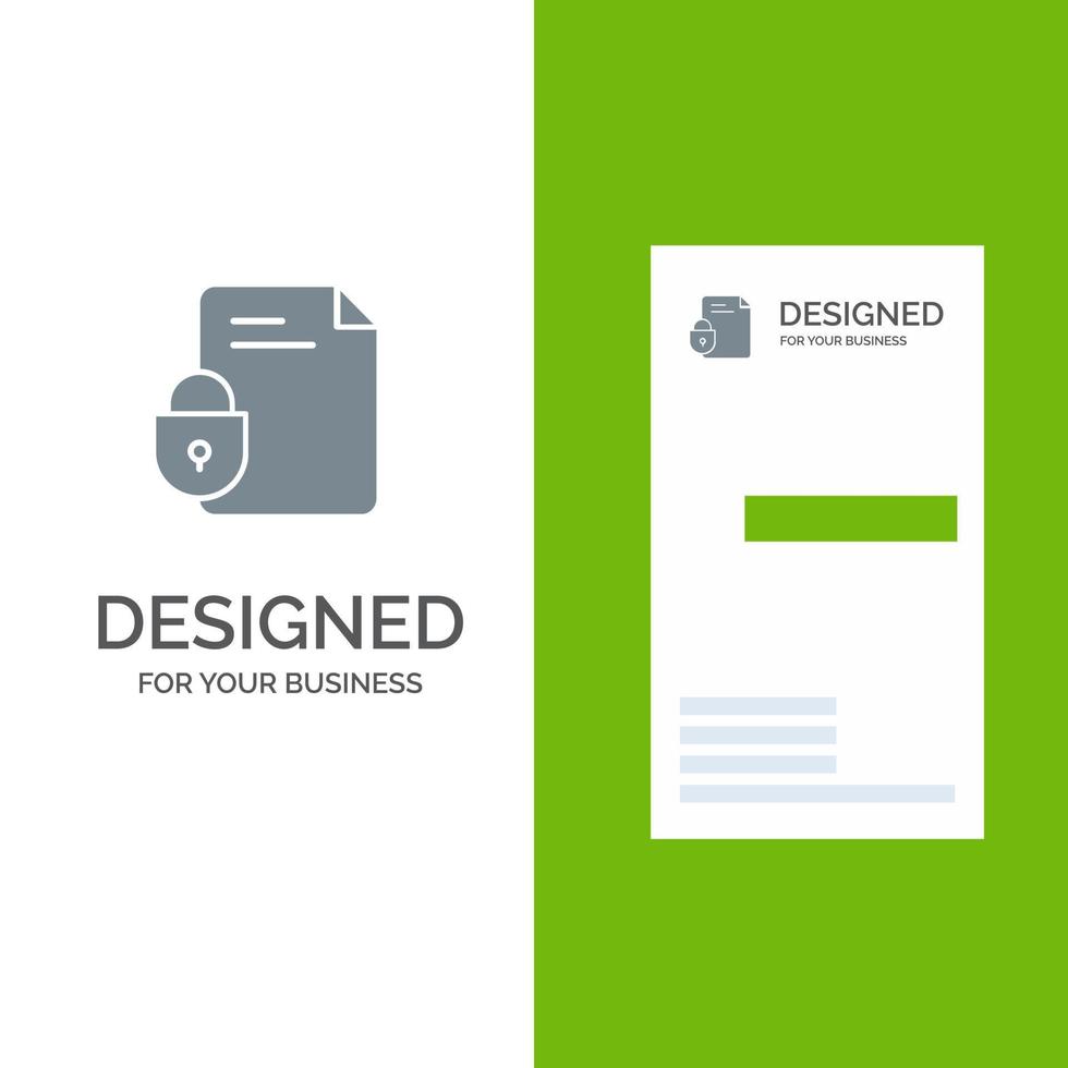 fil dokumentera låsa säkerhet internet grå logotyp design och företag kort mall vektor