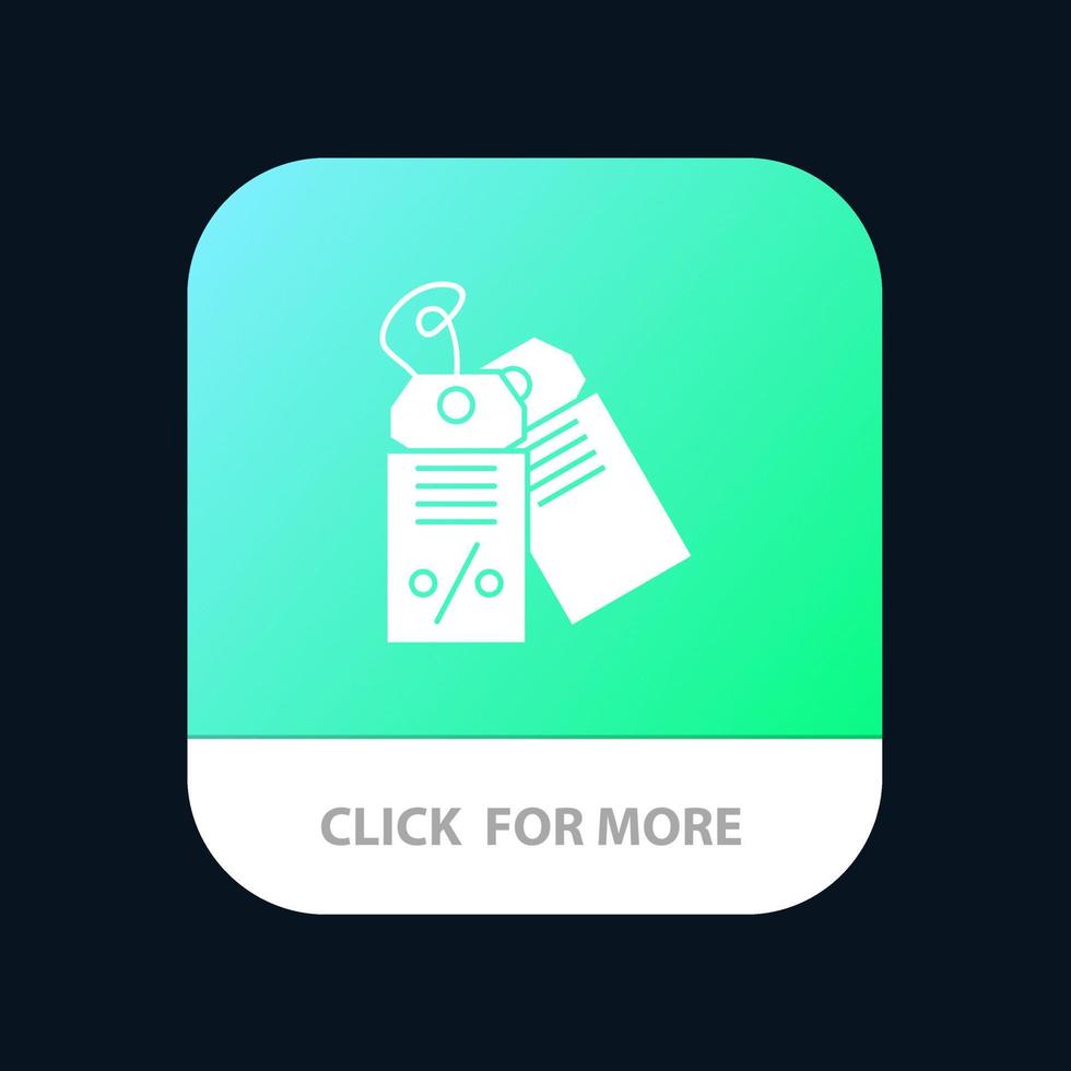 label business discount sale mobile app-schaltfläche android- und ios-glyphenversion vektor