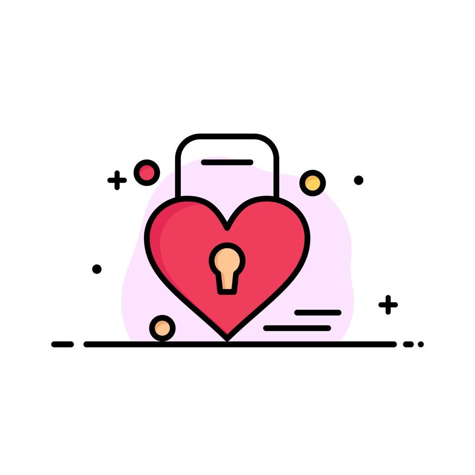 låsa kärlek hjärta bröllop företag platt linje fylld ikon vektor baner mall