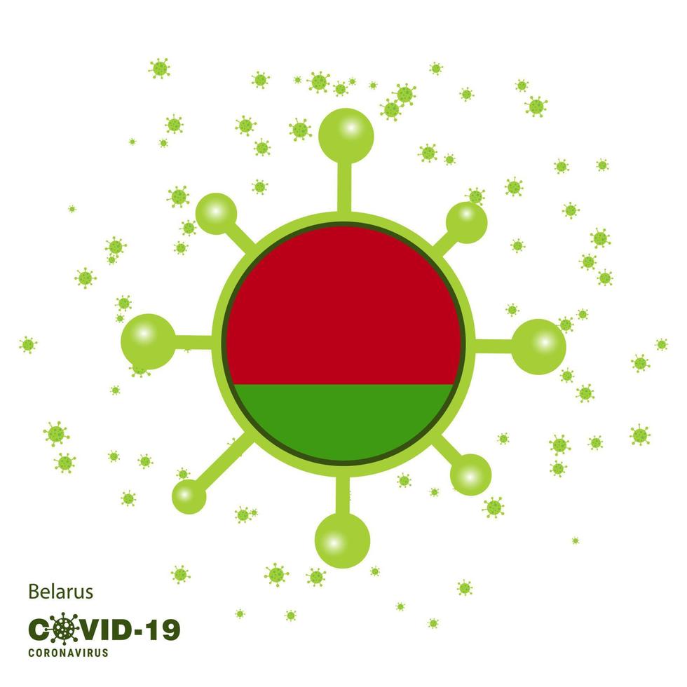 Vitryssland coronavius flagga medvetenhet bakgrund stanna kvar Hem stanna kvar friska ta vård av din egen hälsa be för Land vektor