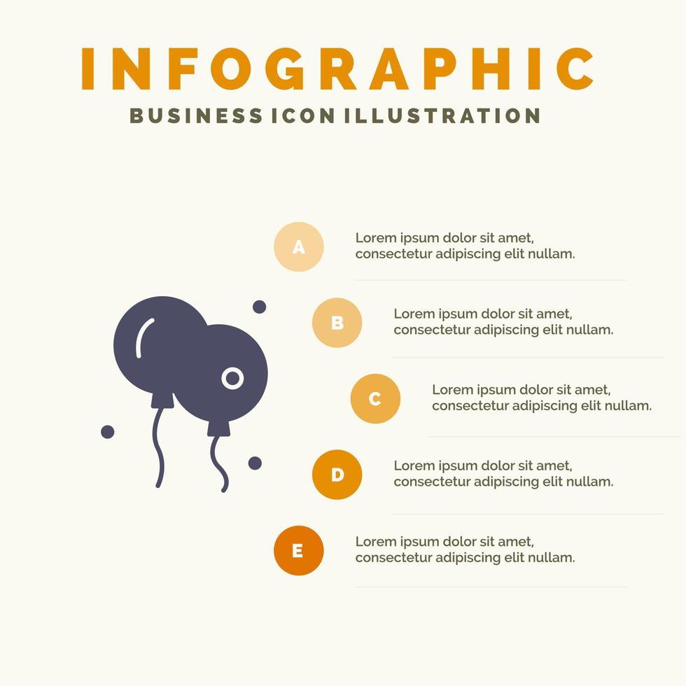 ballong påsk natur fast ikon infographics 5 steg presentation bakgrund vektor