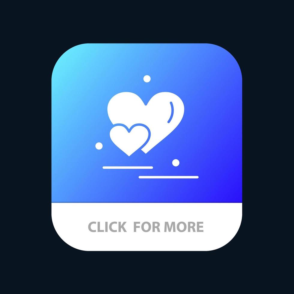 hjärta kärlek par valentine hälsningar mobil app knapp android och ios glyf version vektor