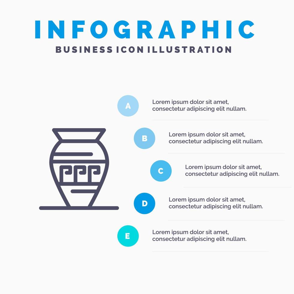 amfora gammal burk emojis burk grekland linje ikon med 5 steg presentation infographics bakgrund vektor