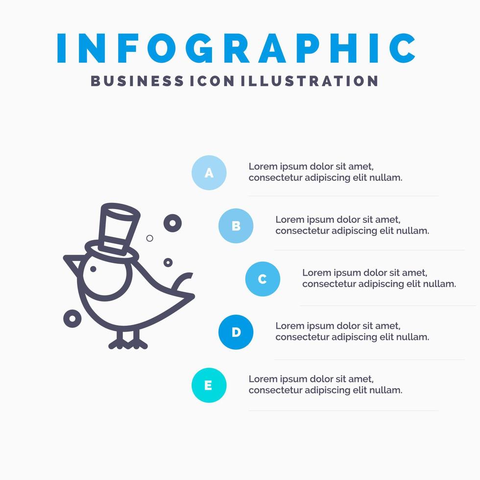 Vogelfliege Haustier Sparrow Liniensymbol mit 5 Schritten Präsentation Infografiken Hintergrund vektor