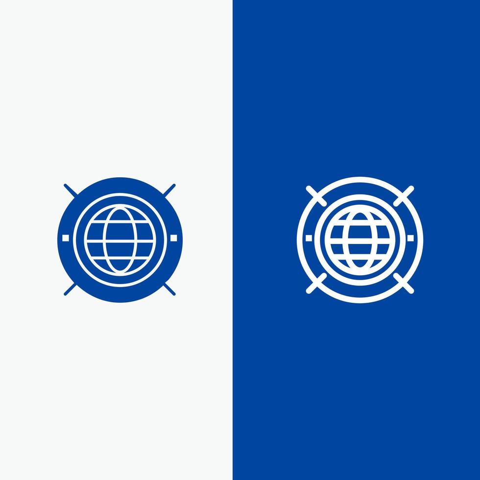 internet web world computing line und glyph festes symbol blaues banner vektor
