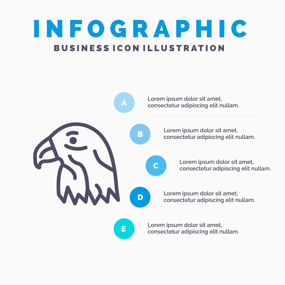 djur- fågel Örn USA linje ikon med 5 steg presentation infographics bakgrund vektor