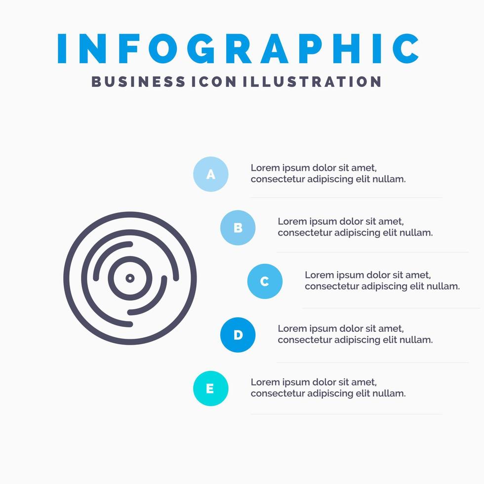 schlagen dj jonglieren kratzen sound line symbol mit 5 schritten präsentation infografiken hintergrund vektor