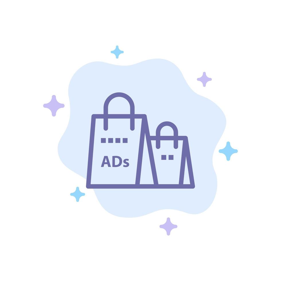 Werbung Tasche Geldbörse Einkaufen Ad Shopping blaues Symbol auf abstrakten Wolkenhintergrund vektor