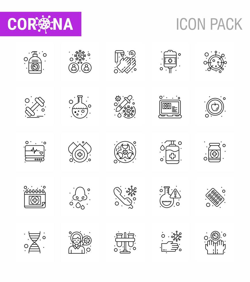 25-zeiliges Coronavirus covid19-Icon-Pack, wie z vektor