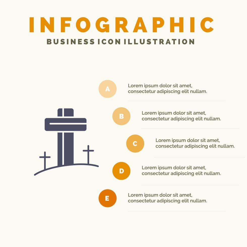 firande kristen korsa påsk fast ikon infographics 5 steg presentation bakgrund vektor