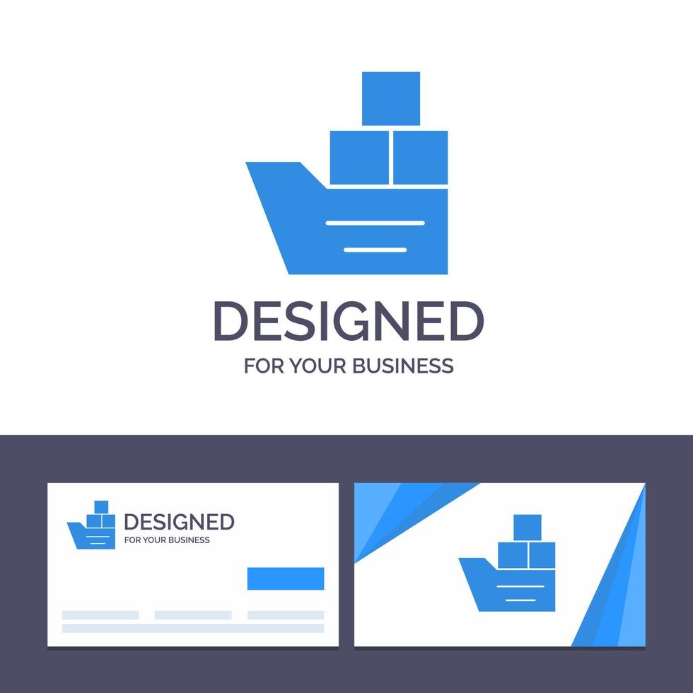 kreativ företag kort och logotyp mall låda Bra logistisk transport fartyg vektor illustration