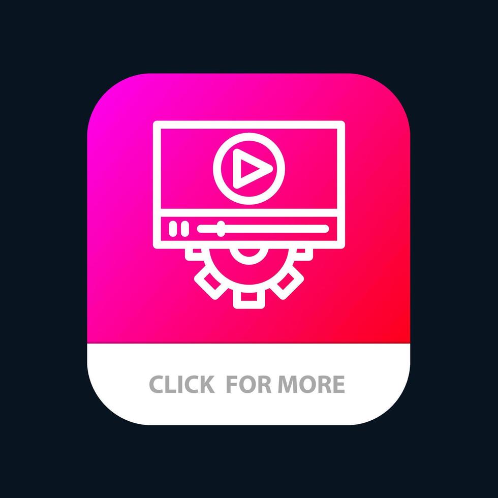 Video Play Setting Design Mobile App Button Android- und iOS-Line-Version vektor
