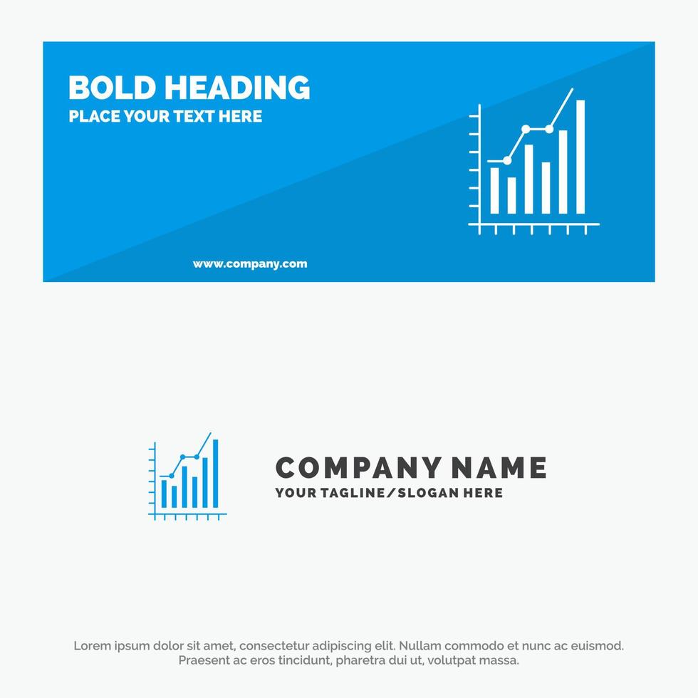 Graph Analytik Geschäftsdiagramm Marketingstatistik Trends solides Symbol Website-Banner und Vorlage für das Geschäftslogo vektor