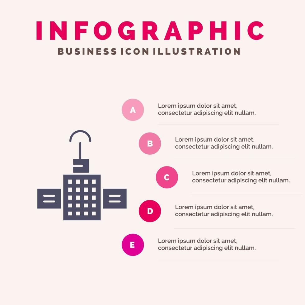 gps navigering satellit fast ikon infographics 5 steg presentation bakgrund vektor