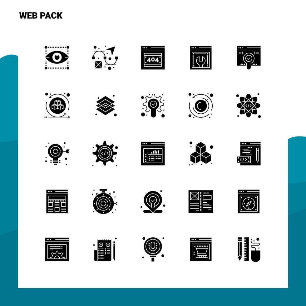 25 webb packa ikon uppsättning fast glyf ikon vektor illustration mall för webb och mobil idéer för företag företag
