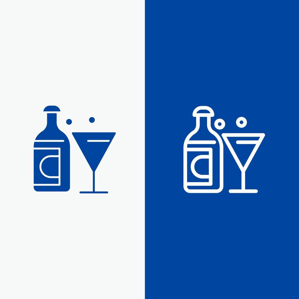 Weinglasflasche Ostern Linie und Glyphe festes Symbol blaues Banner Linie und Glyphe festes Symbol blaues Banner vektor