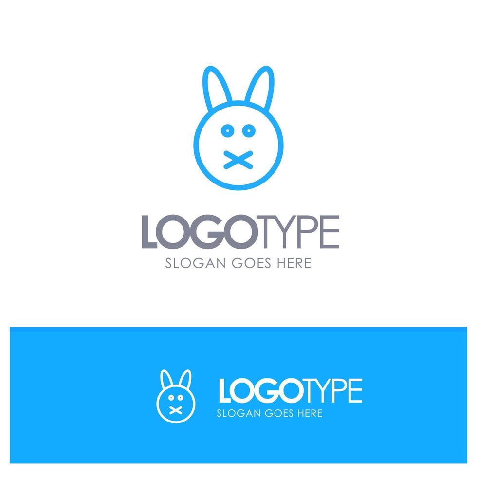 kanin påsk kanin blå översikt logotyp plats för Tagline vektor