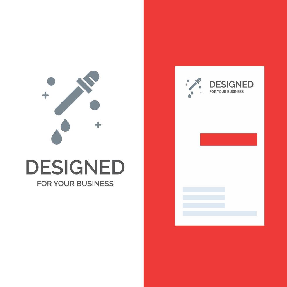 Dropper Pipette Wissenschaft graues Logo-Design und Visitenkartenvorlage vektor