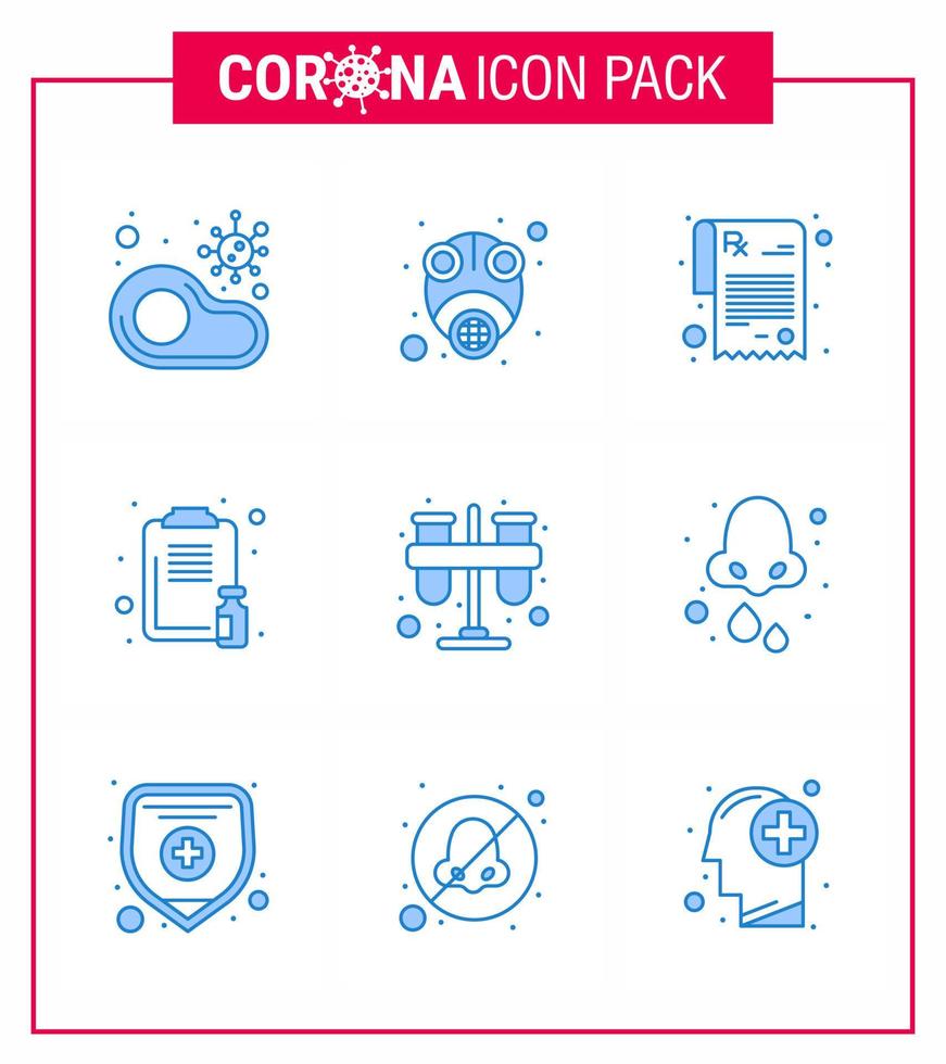 9 blaue Virus-Corona-Icon-Packs wie z vektor