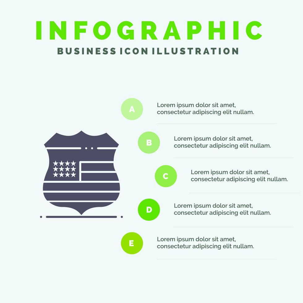 skydda tecken USA säkerhet fast ikon infographics 5 steg presentation bakgrund vektor