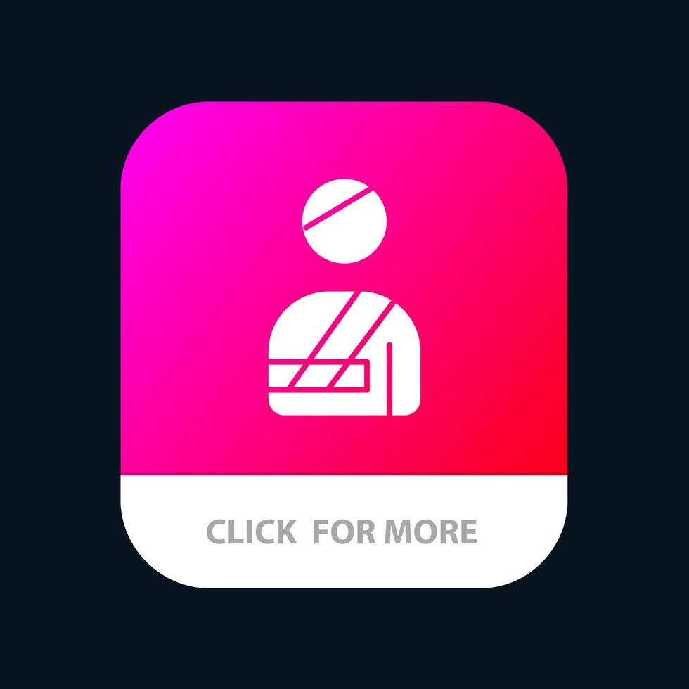 patient användare skadade sjukhus mobil app knapp android och ios glyf version vektor