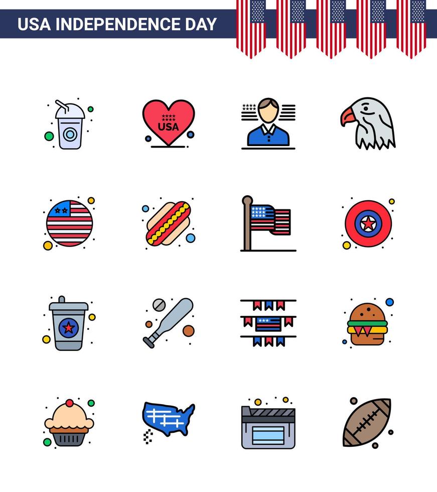 16 kreativ USA ikoner modern oberoende tecken och 4:e juli symboler av internationell flagga Land man USA fågel redigerbar USA dag vektor design element