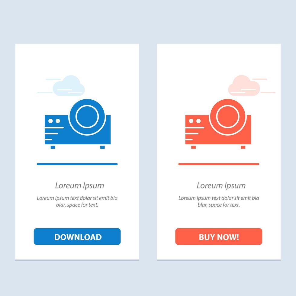 Projektor Film Film Multi Media Blau und Rot Jetzt herunterladen und kaufen Web-Widget-Kartenvorlage vektor