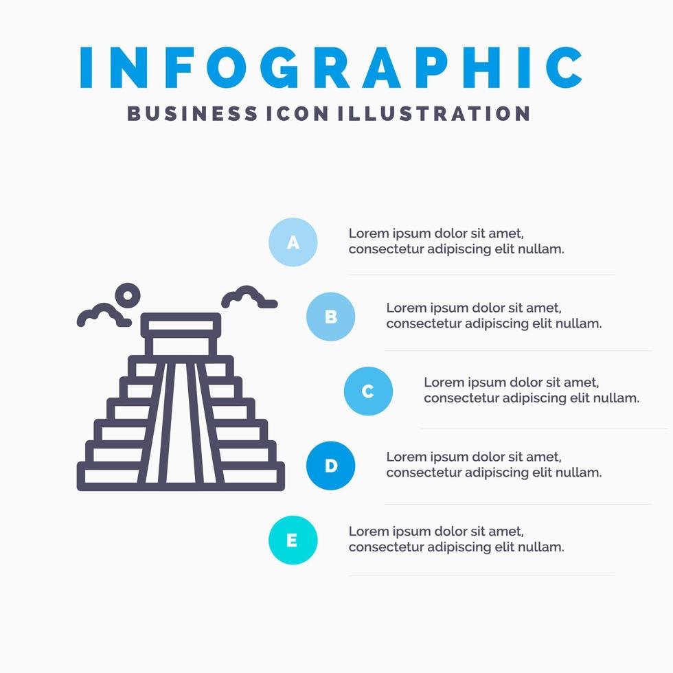 Gebäude Wahrzeichen American Usa Liniensymbol mit 5 Schritten Präsentation Infografiken Hintergrund vektor