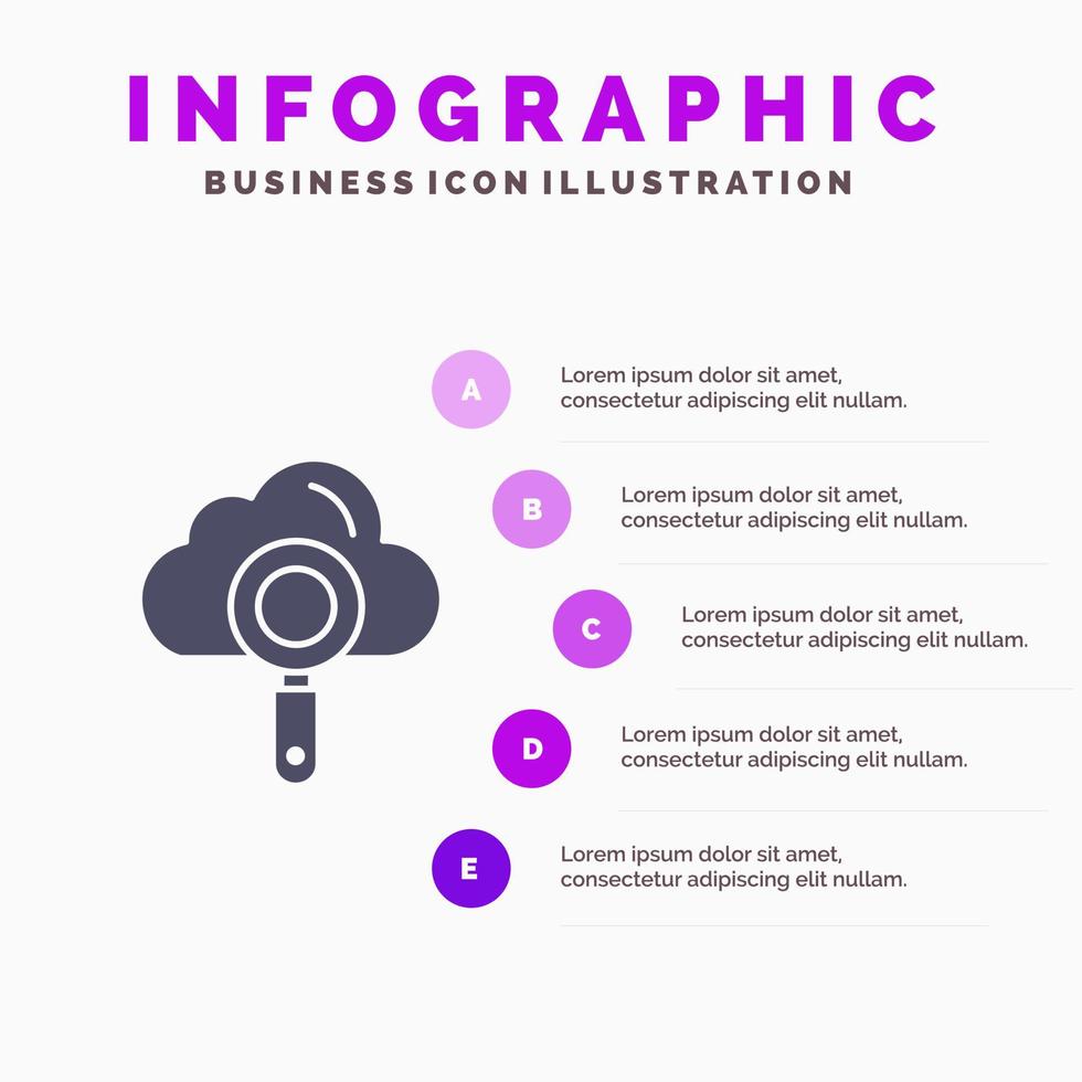 Cloud-Computing-Suche finden Infografiken Präsentationsvorlage 5-Schritte-Präsentation vektor