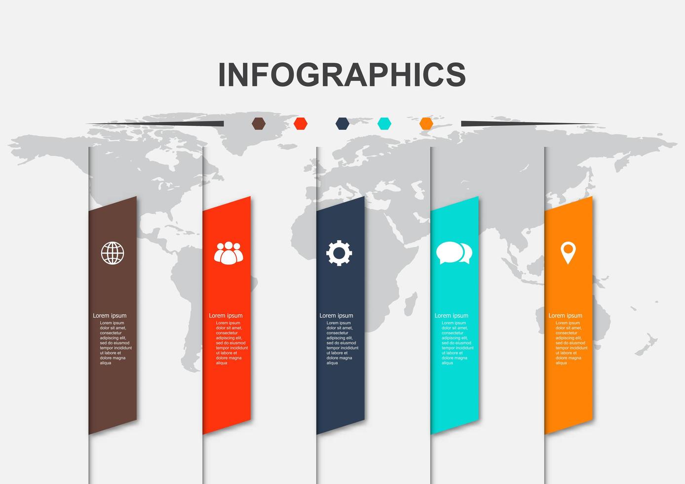 Infografik Designvorlage mit 5 Optionen vektor