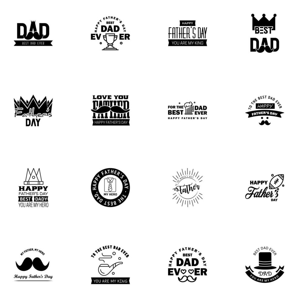 Happy Fathers Day 16 schwarze Schrift Happy Fathers Day editierbare Vektordesign-Elemente vektor