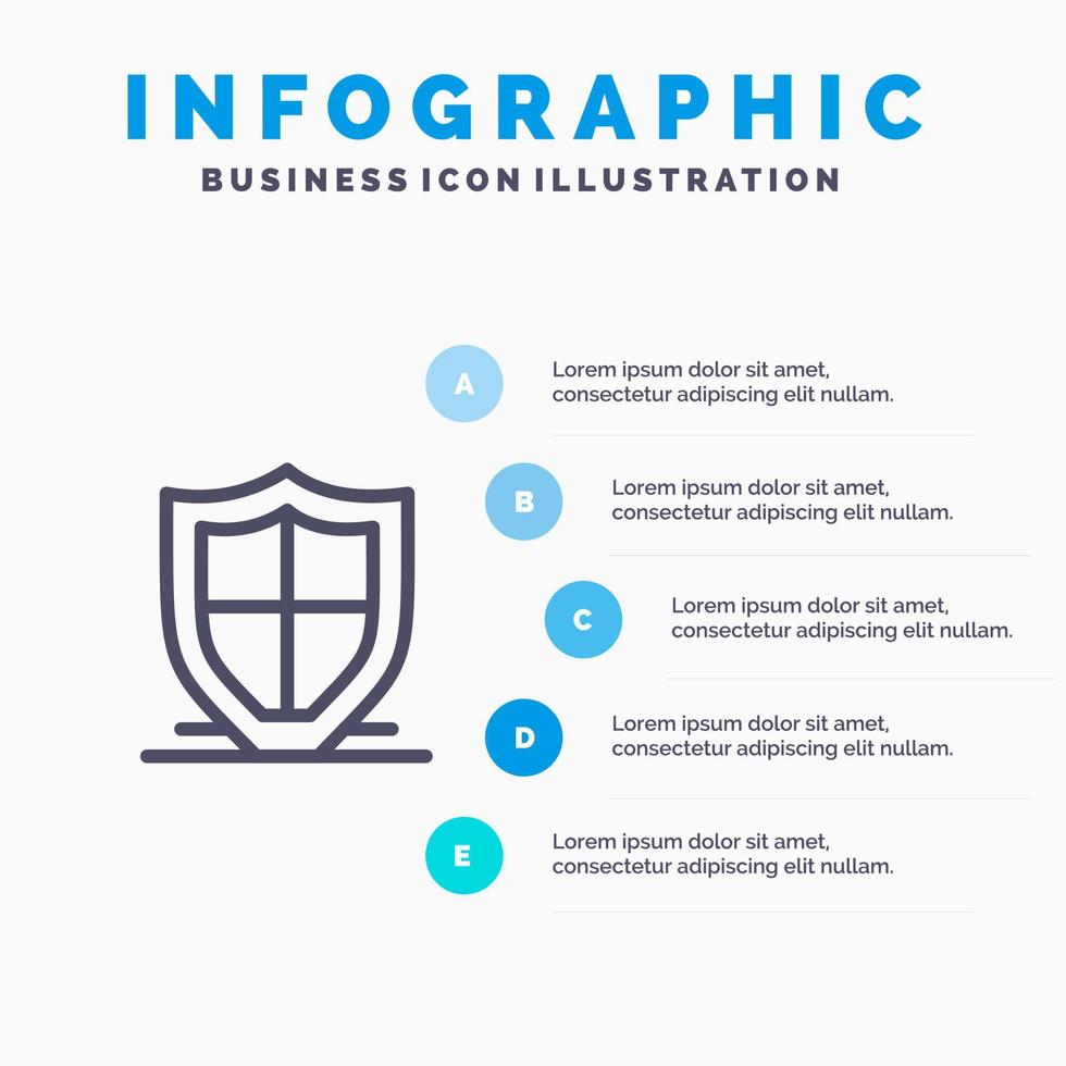 internet skydd säkerhet säkerhet skydda linje ikon med 5 steg presentation infographics bakgrund vektor