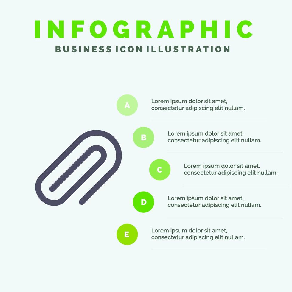 klämma metall papper stift fast ikon infographics 5 steg presentation bakgrund vektor