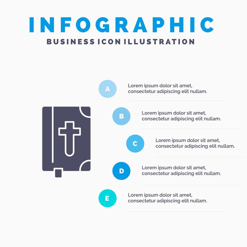 Buch Bibel Ostern Urlaub solide Symbol Infografiken 5 Schritte Präsentation Hintergrund vektor