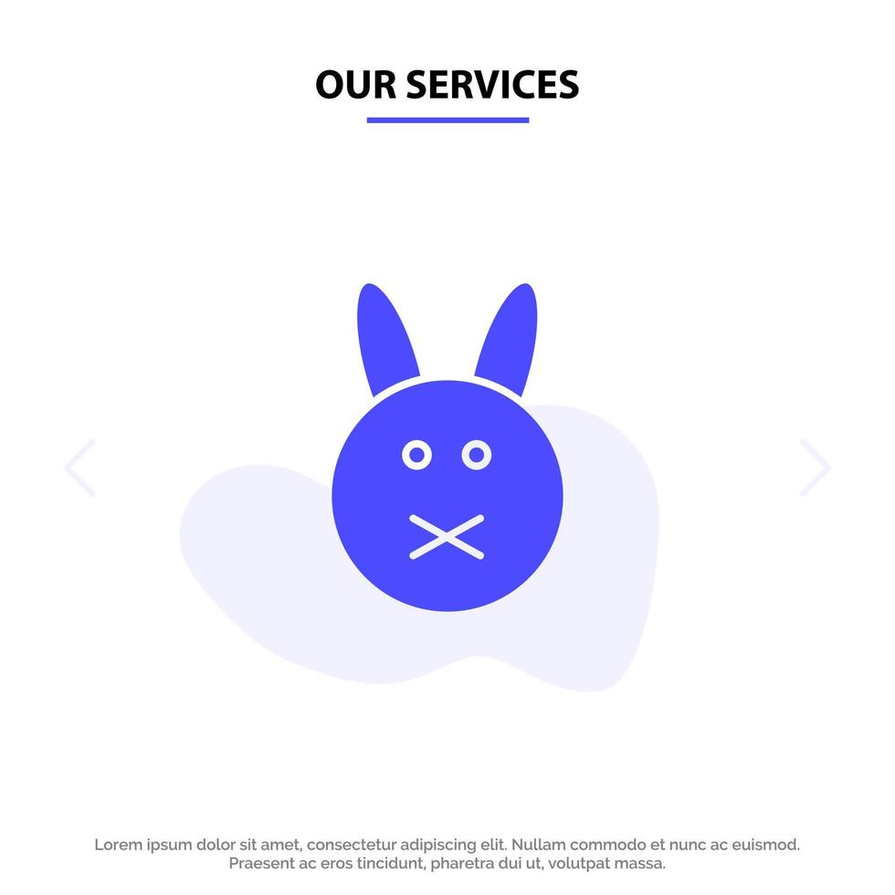 Unsere Dienstleistungen Hase Osterhase solide Glyphe Symbol Webkartenvorlage vektor