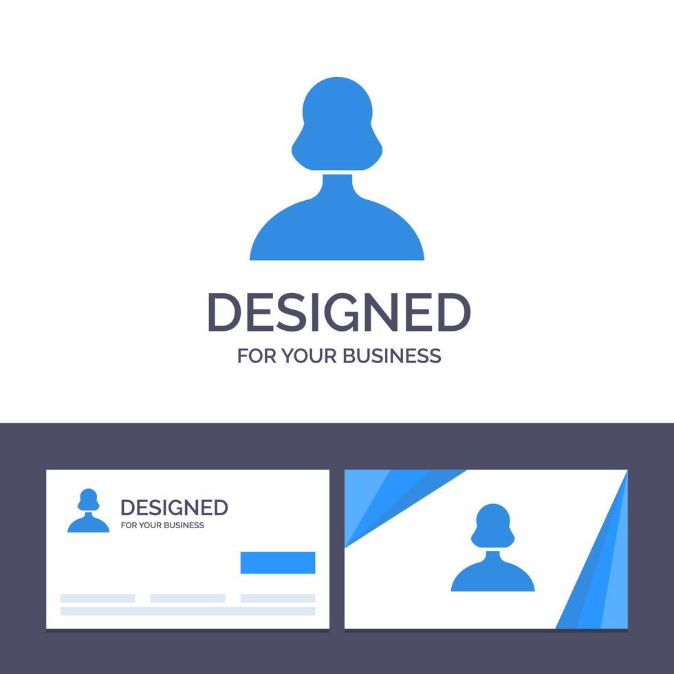 kreativ företag kort och logotyp mall avatar flicka person användare vektor illustration