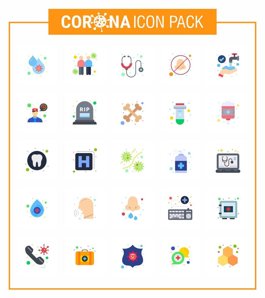 covid19 Corona-Virus-Kontaminationsprävention blaues Symbol 25 Pack wie HNO-Arzt-Sender schützen Nasenstethoskop virales Coronavirus 2019nov-Krankheitsvektor-Designelemente vektor