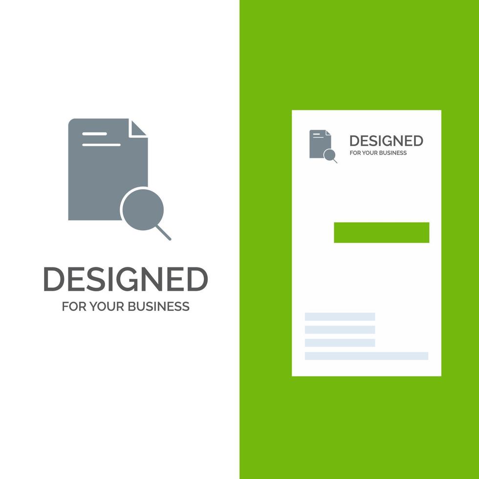 Suche Forschungsdatei Dokument graues Logo-Design und Visitenkartenvorlage vektor