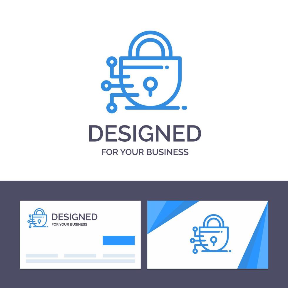 kreativ företag kort och logotyp mall digital låsa teknologi vektor illustration