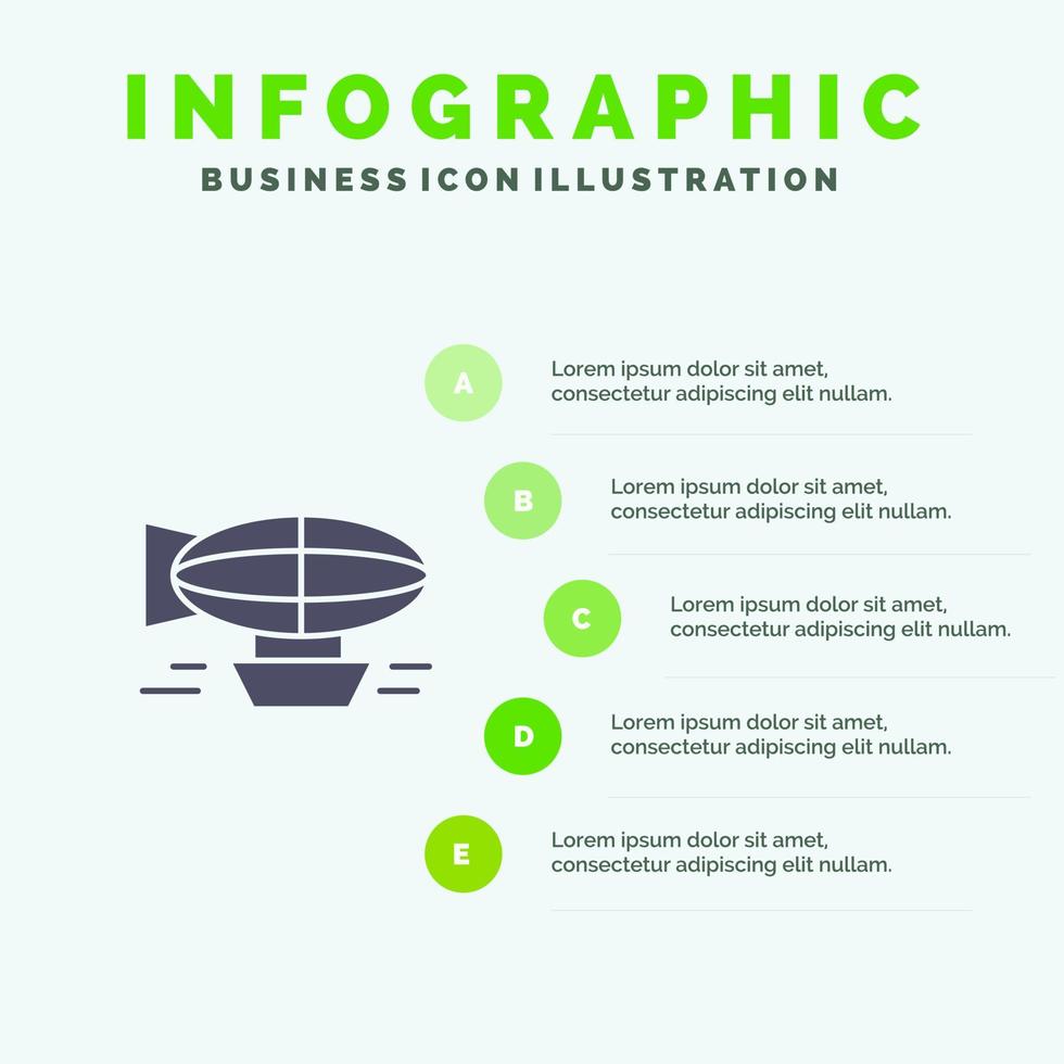 luftballon ballon gefüllt urlaub reisen solide symbol infografiken 5 schritte präsentation hintergrund vektor