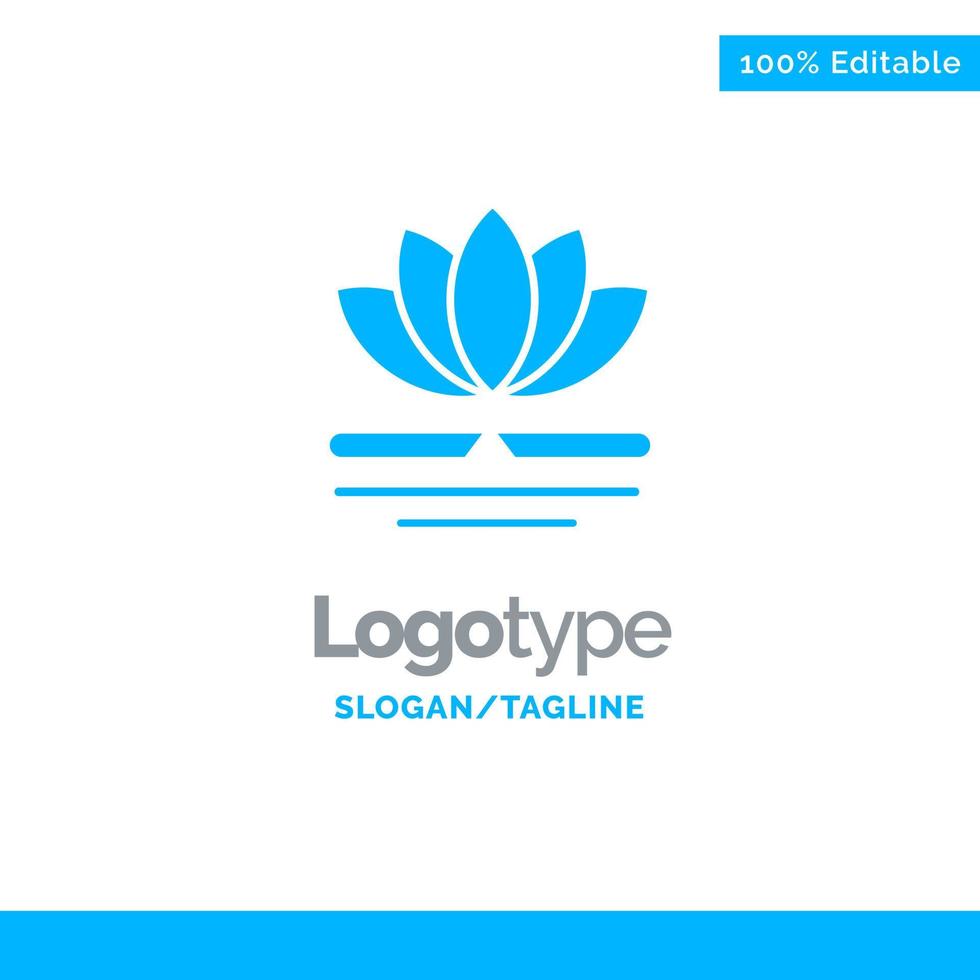 blomma spa massage kinesisk blå fast logotyp mall plats för Tagline vektor