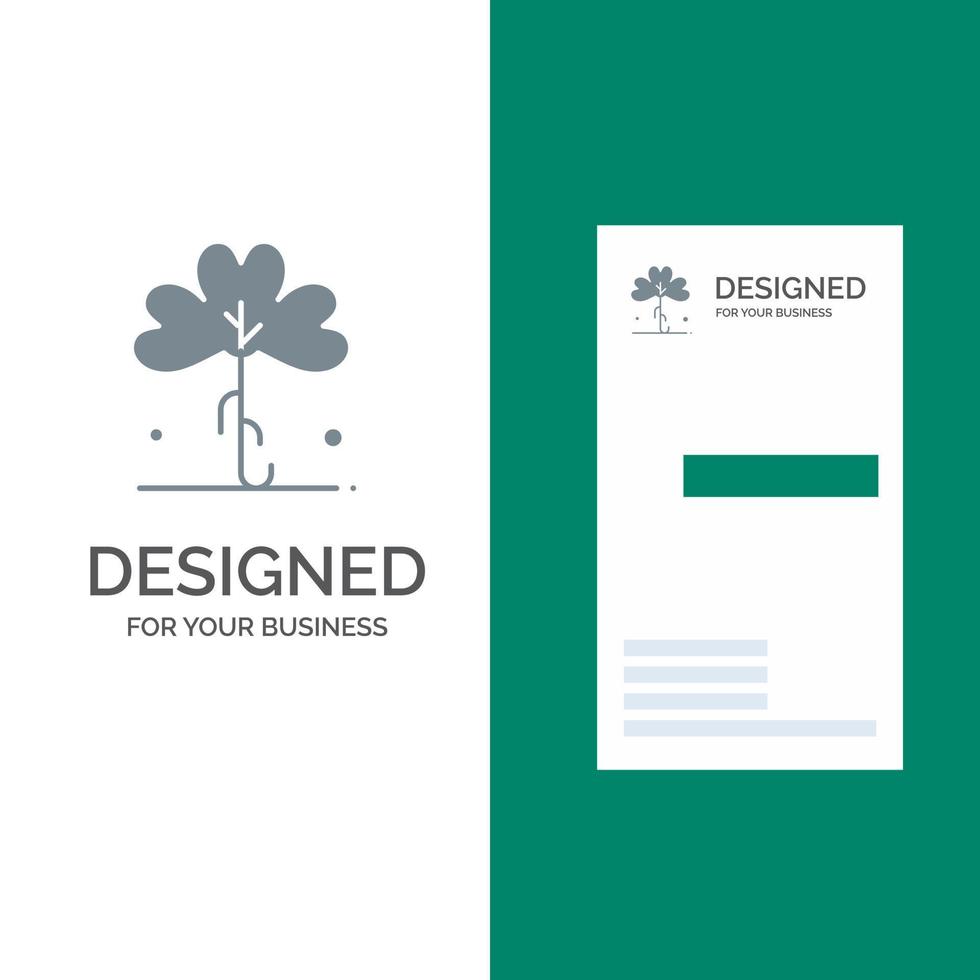 klöver grön irland irländsk växt grå logotyp design och företag kort mall vektor