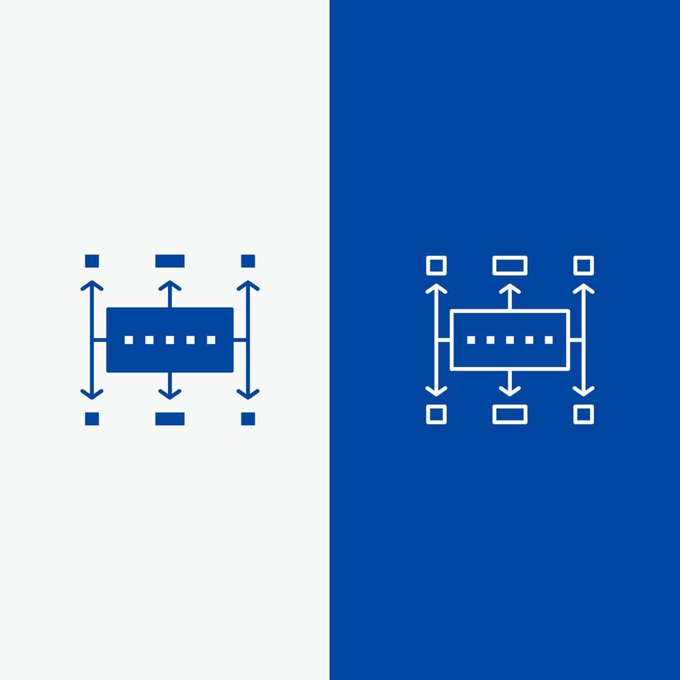 Workflow Workflow-Planung Business moderne Planung Linie und Glyphe festes Symbol blaues Banner Linie und Glyphe festes Symbol blaues Banner vektor