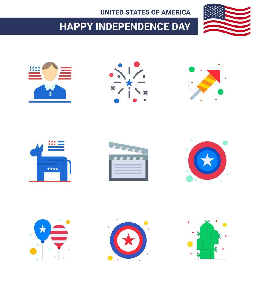 platt packa av 9 USA oberoende dag symboler av video amerikan religion symbol amerikan redigerbar USA dag vektor design element