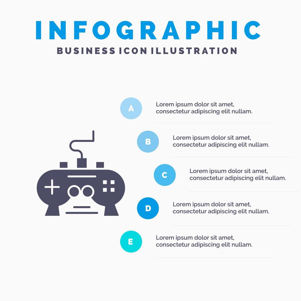 gamepad video xbox playstation infografik präsentationsvorlage 5 schritte präsentation vektor